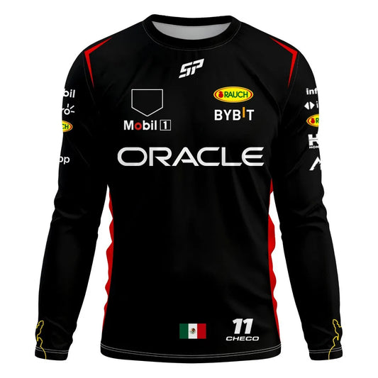 Formula1 Team Racing Long Sleeve T-shirt Spring Autumn Oversized Men T Shirts 2024 Red Racing Team Checo 11 Driver Clothing Tees